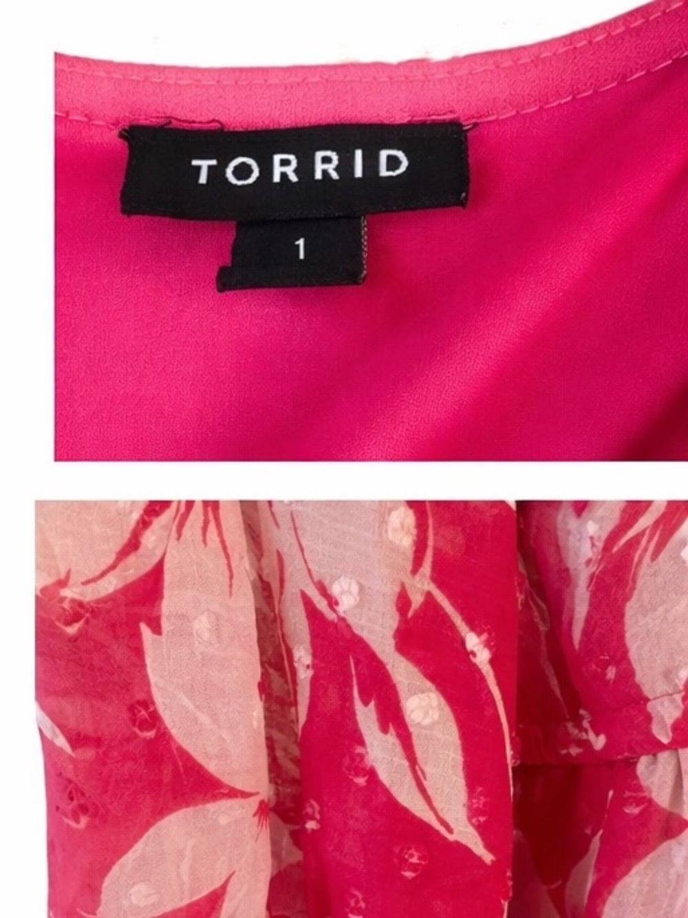 torrid Hot Pink Floral V-Neck Tiered Dress - Picture 2 of 4